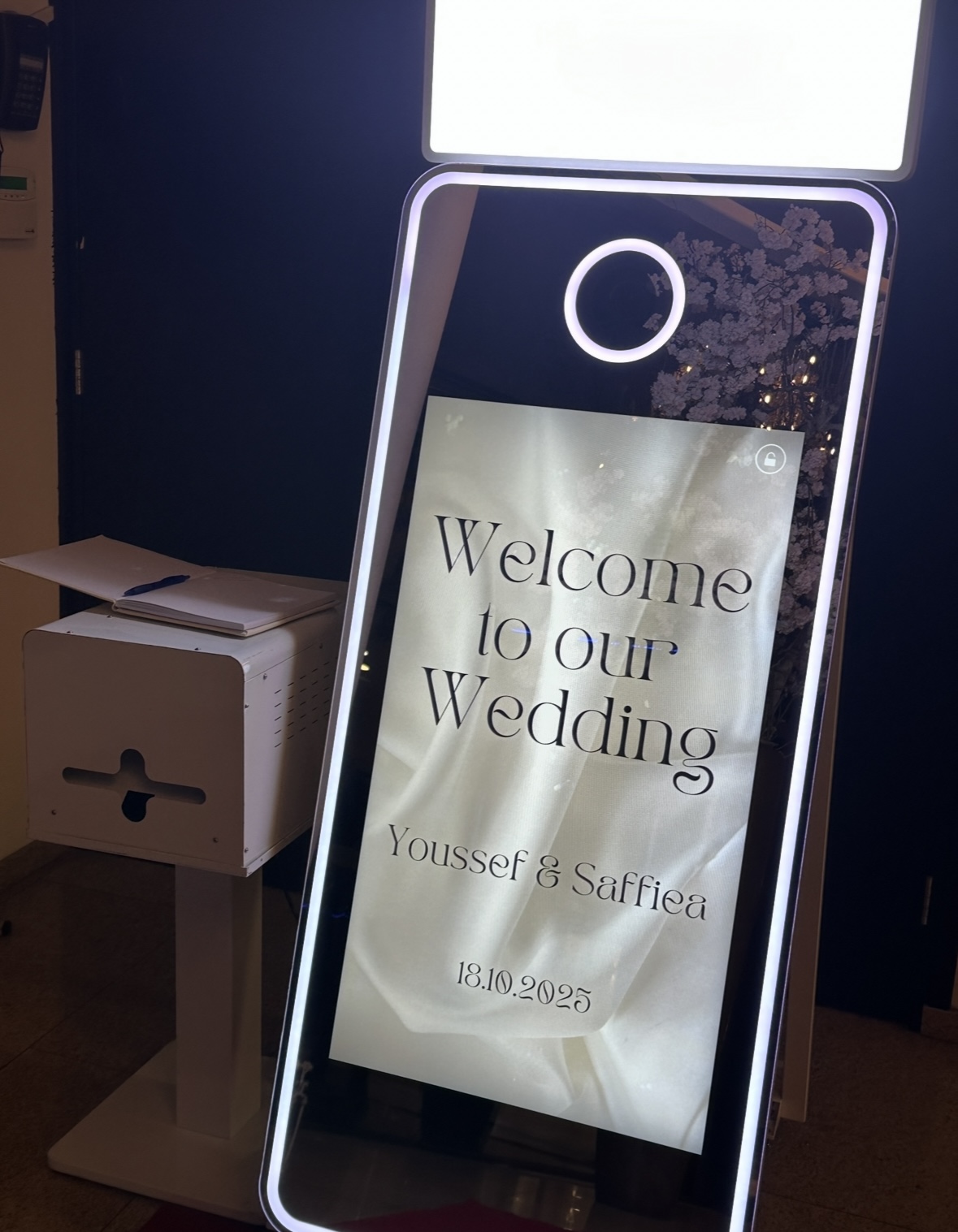 Mirror photobooth welkomstscherm bruiloft